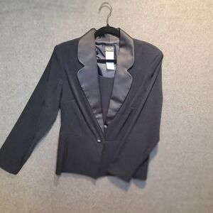 Helene Blake Black‎ Satin Lapel Tuxedo Style Blazer Jacket Womens Size 10